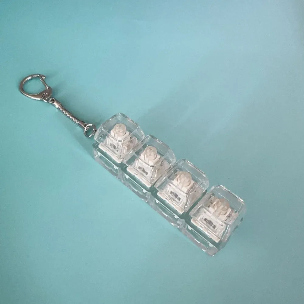 Relaxing DIY Keyboard Fidget Keychain Keys Button Keycap Clicker Toy with Light 4Keys Pinch Toy Adult