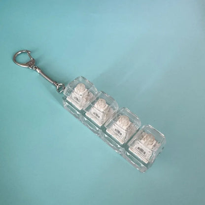 Relaxing DIY Keyboard Fidget Keychain Keys Button Keycap Clicker Toy with Light 4Keys Pinch Toy Adult